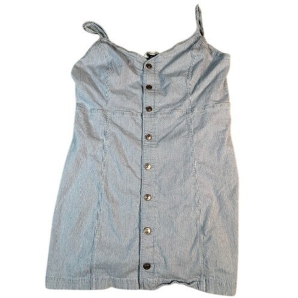 American Eagle Mini Dress Womens XXL Blue White Stripe Button Front Sleeveless